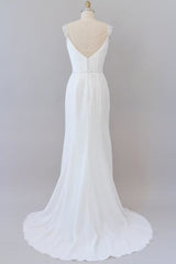 Weddings Dresses Lace Simple, Elegant Ruffle Beading Chiffon Sheath Wedding Dress