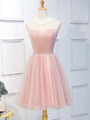 Elegant Prom Dress, Elegant Short Pink Tulle Prom Dresses, Short Pink Tulle Formal Homecoming Dresses
