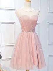Unique Wedding Dress, Elegant Short Pink Tulle Prom Dresses, Short Pink Tulle Formal Homecoming Dresses