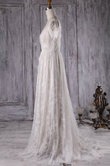 Wedding Dress Classy Elegant, Elegant Short Sleeve A-line Lace Wedding Dress