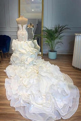Wedding Dress Sleeves, Elegant Sweetheart Lace Up Crystal Mermaid Wedding Dresses