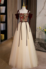 Dream Dress, Elegant Tulle Embroidery Long Evening Dress, Cute Off the Shoulder Party Dress