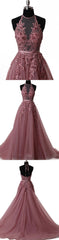 Party Dresses For 24 Year Olds, Elegant tulle lace long prom dress, lace evening dress