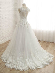 Wedding Dress V, Elegant V-Neck Lace Ball Gown Wedding Dresses