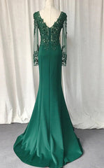 Homecoming Dresses Under 56, V-Neck Lace Top Mermaid Long Prom Dress