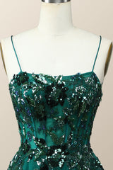 Party Dress India, Emerald Green Beaded Tulle Long Formal Dress