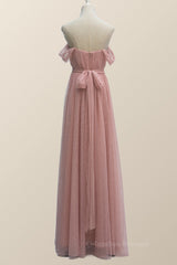 Prom Dress 2060, Empire Blush Pink Tulle A-line Long Bridesmaid Dress