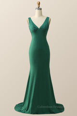 Prom Outfit, Empire Green Beaded Mermaid Long Formal Dress