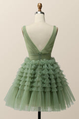Prom Dress Long Mermaid, Empire Green Tulle A-line Party Dress