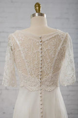 Wedding Dress Simple Elegant, Empire Waist V-neck Tulle A-line Wedding Dress