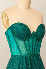 Prom Dresses Long Mermaide, Green Corset A-line Tea Length Dress