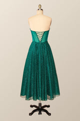 Prom Dresses Long Mermaid, Green Corset A-line Tea Length Dress