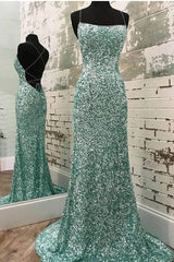 Best Prom Dress, Sparkly Mint Sequin Mermaid Long Party Prom Dress for Women, Shiny Evening Dress