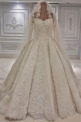 Wedding Dresses 2026 Trend New, Expensive Lace Appliques Long Sleevess Ball Gown Wedding Dress