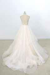 Wedding Dresses Simple, Eye-catching Appliques Tulle A-line Wedding Dress