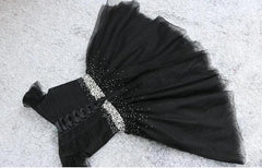 Party Dress Beige, Fashionable Black Short Beaded Party Dress, Black Prom Dress