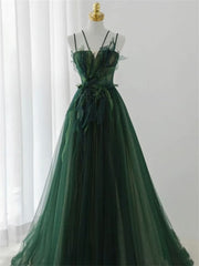 Prom Dresses 2013, Forest Style Emerald Green Beading Tulle Dress, Prom Dress Fairy,Evening Gown Graduation Party Dress
