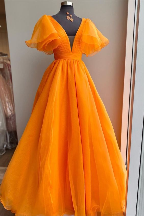 Formal Dresses And Gowns, Uniqus Long Prom Dress Orange Formal Dress