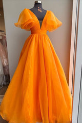 Formal Dresses And Gowns, Uniqus Long Prom Dress Orange Formal Dress