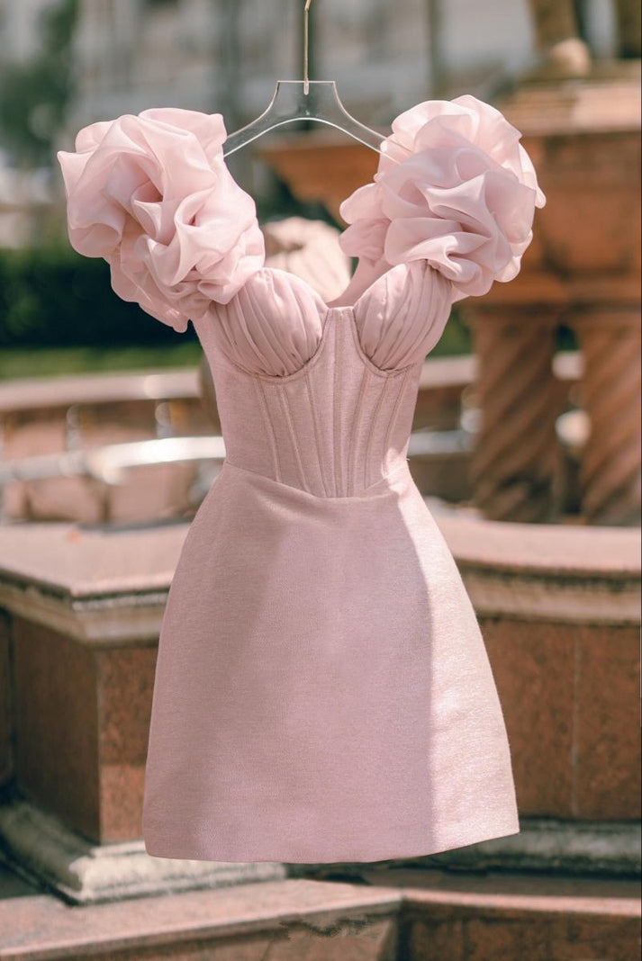 Formal Dress Winter, Pink Stunning Short Hoco Dress Homecoming Dress Party Dress