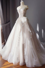 Wedding Dress Strap, Ball Gown Off Shoulder Sleeveless Sweetheart Appliques Beading Tulle Wedding Dresses