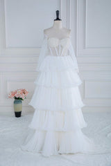 Prom Dresses For 039, Off the Shoulder White Beaded Top Ruffle Tiered Prom Dress