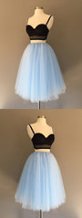 Prom Dresses 2034 Short, Two Piece Spaghetti Strap Tulle Homecoming Dress