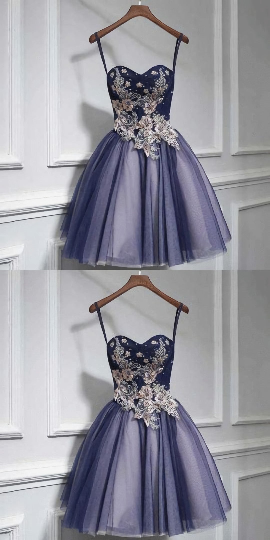 Prom Outfit, Cute tulle lace sweetheart neck short Prom Dresses
