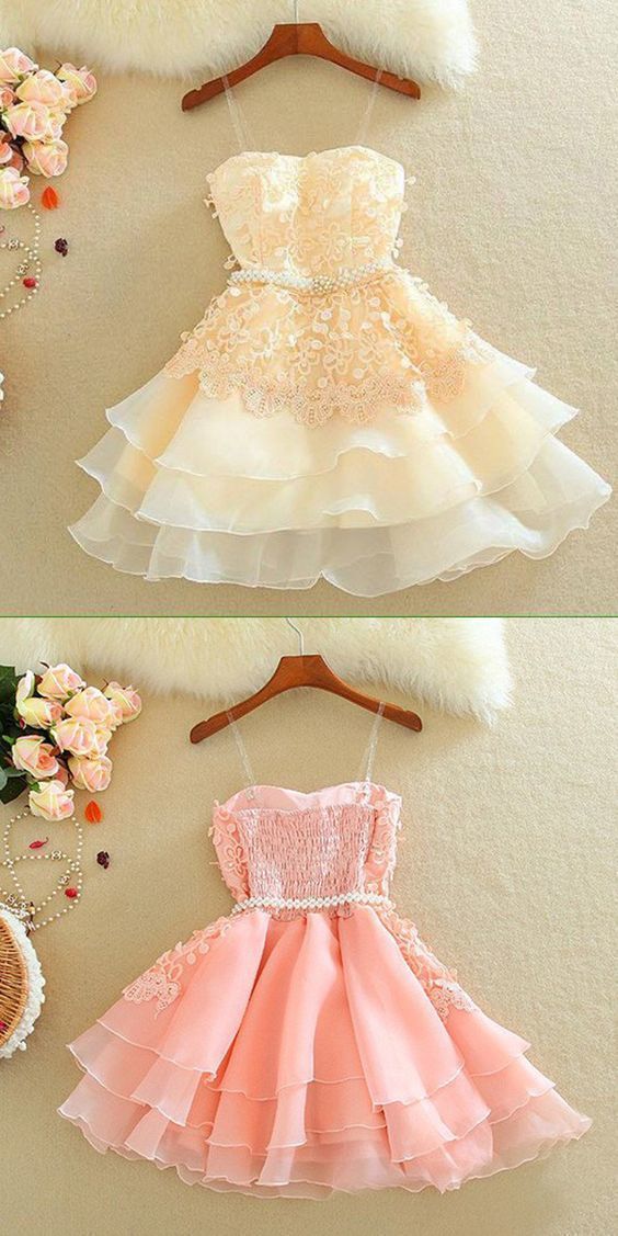 Prom Dresses 2023, Lovely Homecoming Dress, Sweetheart Mini Homecoming Dress, Lace Appliques Layered Homecoming Dresses