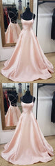 Prom Dresses Long Ball Gown, Simple Pink Satin Long Prom Dress, Pink Evening Dress
