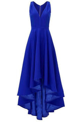 Homecoming Dresses Business Casual Outfits, Royal Blue Hi Low Prom Dress