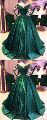 Wedding Dressing Gowns, Dark Green Ball Gown Emerald Green Prom Dress, Ball Gown Wedding Dress