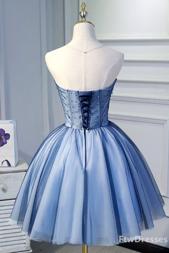 Evening Dress Elegant, cute strapless beaded short party dress sweetheart mini bridesmaid dresses