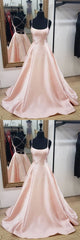 Prom Dresses 2036 Cheap, Simple Pink Satin Long Prom Dress, Pink Evening Dress