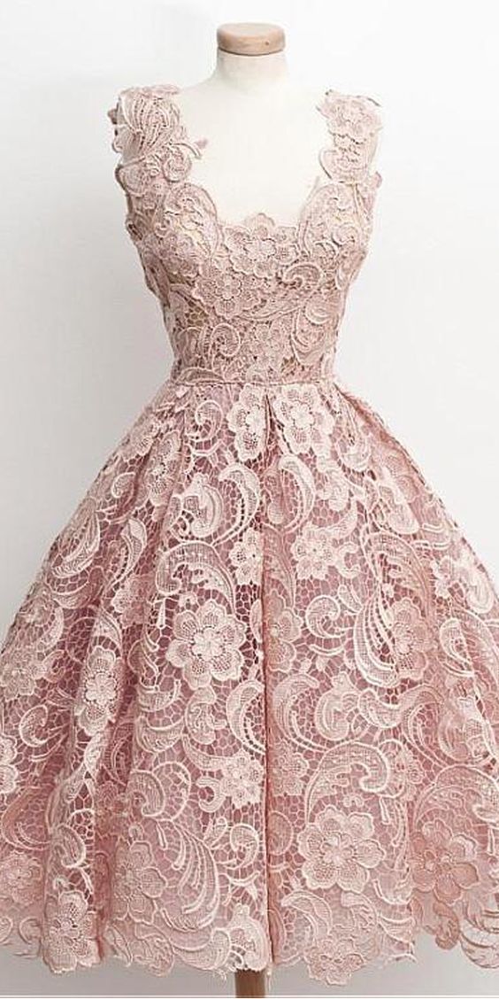 Prom Dress Cheap, Lovely Lace Scoop Neckline A Line Homecoming Dresses