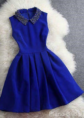 Prom Dresses Ballgown, Blue Dress With Beaded Collar