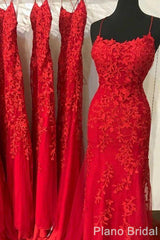 Prom Dress Ideas, Red Lace Prom Dresses, Mermaid Long Prom Dresses, Cheap Evening Party Dresses, For Women