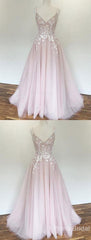Prom Dresses Blush, Appliques Prom Dresses, Pink Prom Dresses, Prom Dresses, A Line Prom Dresses, Long Long Prom Dresses