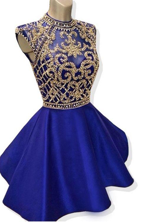 Prom Dress Shopping, Blue Homecoming Dress, Royal Blue Beaded Homecoming Dress