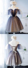 Prom Dress Blue, Cute tulle short tulle Homecoming Dresses