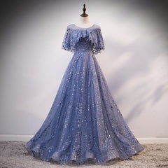 Wedding Dress On Sale, Glam Blue Off Shoulder Lace-up Long Evening Dresss Party Dress, Blue Wedding Party Dress Prom Dresses