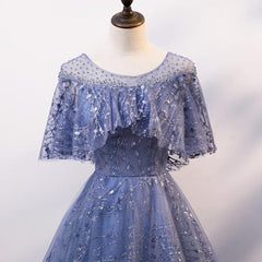 Wedding Dresses On Sale, Glam Blue Off Shoulder Lace-up Long Evening Dresss Party Dress, Blue Wedding Party Dress Prom Dresses