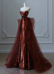 Glam Wine Red блискітки та плаття з довгими вечірками Tulle, вино -червоне вечірнє плаття випускна сукня