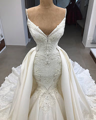 Wedding Dresses For Over 55S, Glamorous Mermaid Sleeveless Lace Wedding Dress Overskit