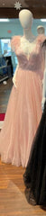 Bridesmaid Dresses Design, Glitter Feathers V-Neck Empire Waist A-Line Prom Gown,Evening Party Dress