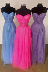 Prom Dress Black, Glitter Sweetheart Sheer Corset A-Line Long Prom Dress