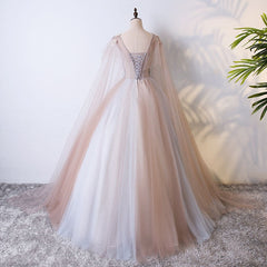 Party Dresses Europe, Gorgeous Ball Gown Tulle V-neckline Long Party Gown, New Prom Dress