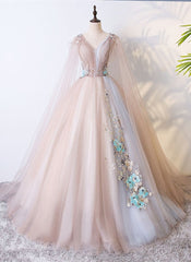 Party Dress For Ladies, Gorgeous Ball Gown Tulle V-neckline Long Party Gown, New Prom Dress