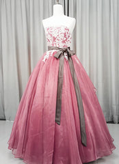 Party Dress For Over 51, Gorgeous Dark Pink Organza with Lace Formal Gown, Quinceanera Dress
