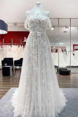 Wedding Dress Wedding Dress, Gorgeous Long A-line Off-the-shoulder Tulle Appliques Lace Wedding Dress